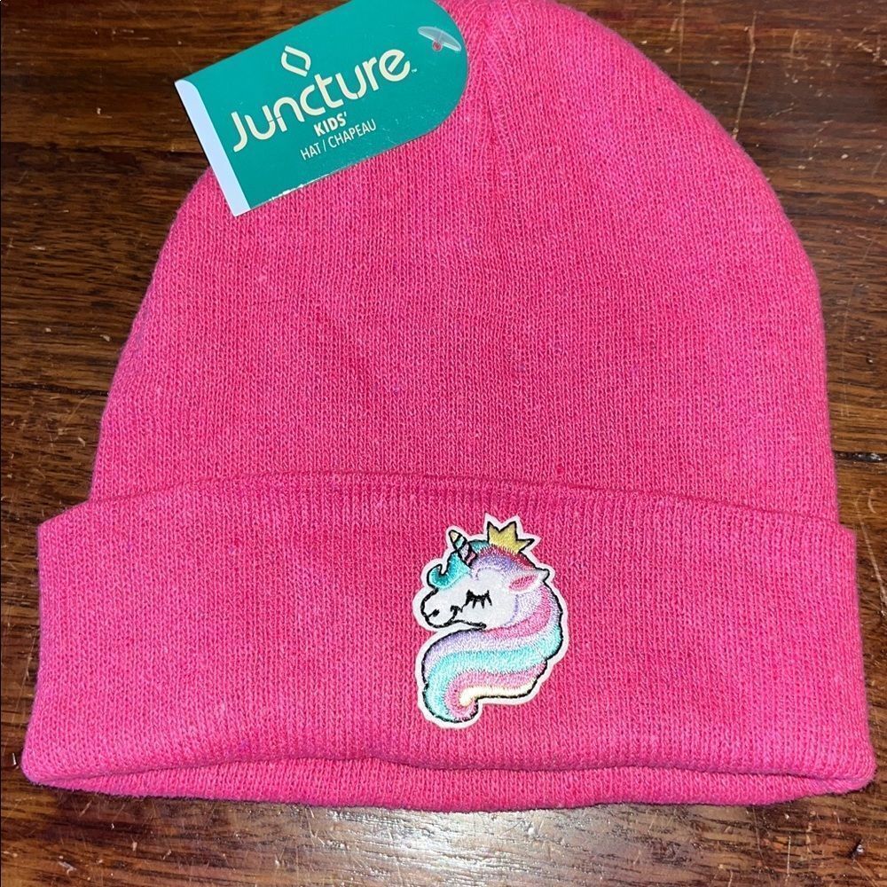 Pink Girls NWT NEW Unicorn Pony Logo ski knit snowboard beanie cap